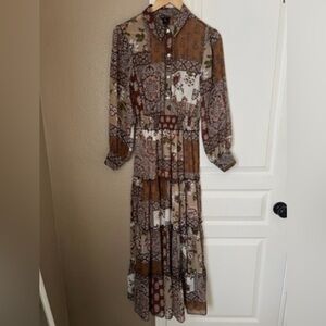 Bohemian Patchwork Maxi Dress Tiered